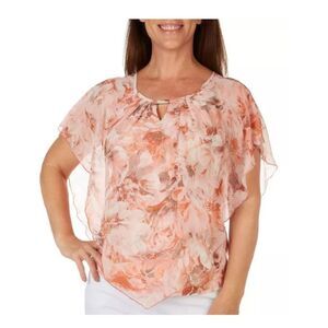 Cocomo floral peach flowy sz small Flounce blouse